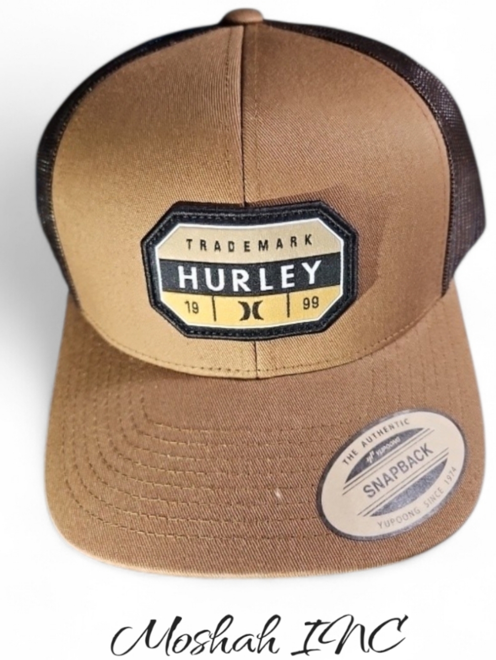 Hurley Pacific Patch Trucker Snapback Hat – Brown – 1999 Logo